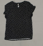 Elle Women's Ruffle Trim Polka Dot Blouse Top