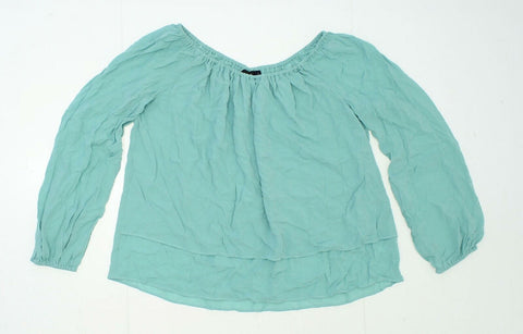 Apt. 9 Women's Off The Shoulder Long Sleeve Blouse Aqua Small