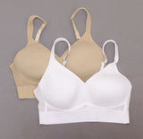 Rhonda Shear 2 Pack Mesh Back Molded Cup Bras White/ Nude Large