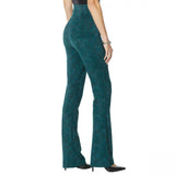 DG2 by Diane Gilman Pull-On Stretch Ponte Boot Cut Pants Green Snake Medium