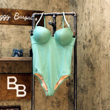 Shade & Shore Womens Halter One Piece Swimsuit Aqua 36C