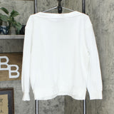 Who What Wear Plus Size Button Shoulder Long Sleeve Sweatshirt Cream 1X