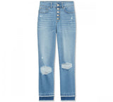 INC International Concepts Women's Destructed Straight Leg Jeans