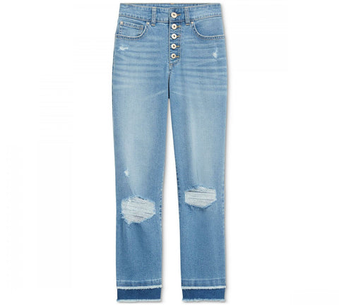 INC International Concepts Women's Destructed Straight Leg Jeans