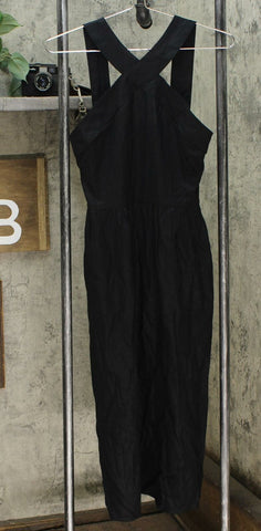 A New Day Womens Sleeveless Linen Blend A-Line Dress Black Small