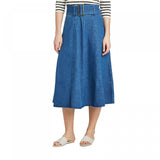Who What Wear NWT Mid Rise Belted Swing A-Line Midi Skirt Blue 16