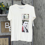 Frida Kahlo Women's Short Sleeve Graphic T-Shirt (Juniors') Cream Ivory L
