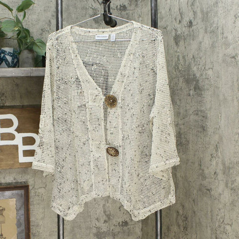 Nina Leonard Women's Coconut Button Bolero Cardigan