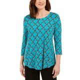 JM Collection Women's Printed 3/4-Sleeve Scoop Neck Top