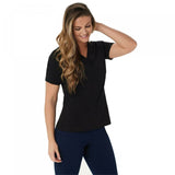 Denim & Co. Women's Plus Essentials Crossover V-Neck Short Sleeve Top