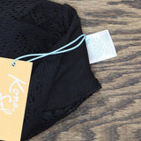 Kona Sol Women's Crochet Flyaway Tankini Top Black Small