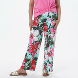 Denim & Co. Pull-On Beach Pants With Side Slits Floral Petite XL