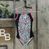 Speedo Girls Colorblock Geo Print One Piece Swimsuit
