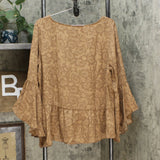 DG2 by Diane Gilman Women's Flare Sleeve Printed Peplum Top