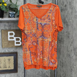 DG2 by Diane Gilman Burnout Embellished Paisley Top Rust Medium