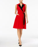 Calvin Klein Women's Colorblocked Wrap Dress. CD7X1095 Red / Black 8