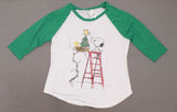Peanuts Women's Snoopy Raglan 3/4 Sleeve Graphic T-Shirt