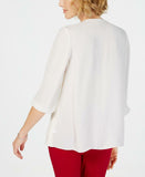 JM Collection Women's Jeweled V-Neck Tiered Hem Blouse