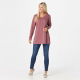 Denim & Co. Women's Essentials Interlock V-Neck Tunic Top