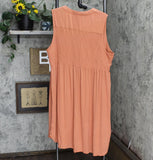 Knox Rose Plus Size Sleeveless Smocked Button-Down Dress 83895507 Brown 1X