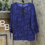 DG2 by Diane Gilman Women's Floral Cinch Sleeve Blouse