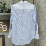 Attitudes by Renee Women's Parisian Button Down Shirt Indigo Stripe 2