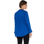 H by Halston Women's Poplin Button Front Shirt Catalina Blue Large
