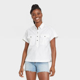 Universal Thread Women's Dolman Short Sleeve Utility Button-Down Shirt