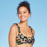 Xhilaration Women's Tiger Print Shoulder Tie Bralette Bikini Top