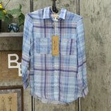 Sheryl Crow Women's Button Front Printed Plaid Shirt