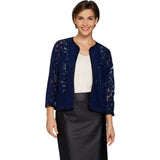 Joan Rivers Women's Who Are You Wearing Faux Leather Trim Lace Jacket