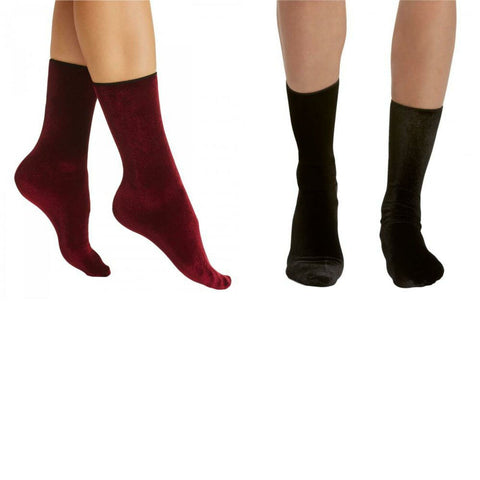 HUE Women's Vintage Inspired Slouchy Velvet Crew Socks