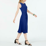 Charter Club Women's Tie Waist Midi Dress Modern Blue Small