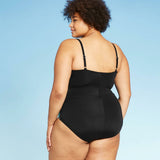 Aqua Green Women's Plus Size V-Neck One Piece Swimsuit