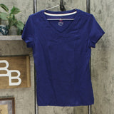 Isaac Mizrahi Live! Essentials Women's Pima V Neck T-Shirt Royal Navy Small