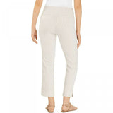 Hilary Radley Women's Stretch Seersucker Pull On Ankle Pants Beige Stripe Small