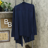 DG2 by Diane Gilman Women's Knit Drape Front Easy Jacket Navy Plus 3X