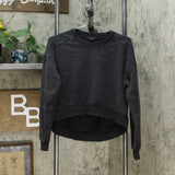 Material Girl Active Women's Moto Detailed Cropped Sweatshirt Black Large