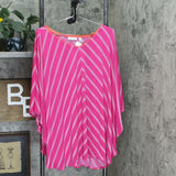 NWT Susan Graver Plus Size Striped Liquid Knit V-Neck Scarf Top. A254451 Plus 3X