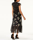 Taylor Women's Mixed-Floral Ruffled Keyhole Midi Dress. 9784M Black 16