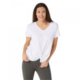 AnyBody Women's Knitted Jersey V-Neck Short Sleeve Twist Front T-Shirt