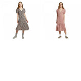 Wild Fable Women's Floral Print Short Sleeve V-Neck Button-Down Midi Dress