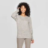 A New Day Women's Long Sleeve Crewneck Drapey T-Shirt Grey Medium