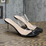 Allegra K Womens Clear Strap Stiletto Heels Black 7