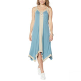 MarlaWynne Linen Jersey Handkerchief Midi Dress Sea Blue Medium