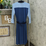 Nina Leonard Women's 3/4 Sleeve Button-Down Shirt Dress Blue Large