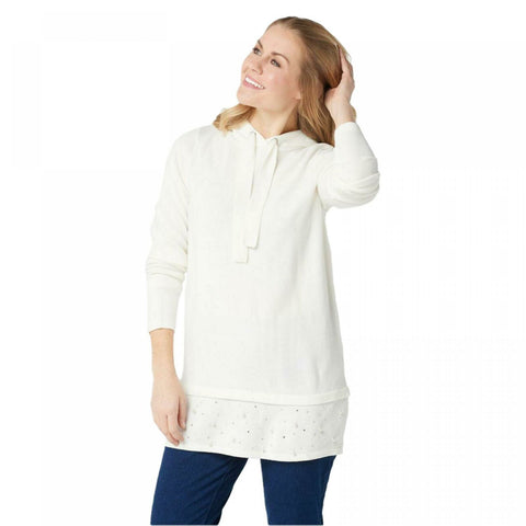 NWT Attitudes By Renee Womens Faux Diamond And Faux Pearl Hoodie. A372221 Large