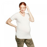 Isabel Maternity by Ingrid & Isabel Short Sleeve V-Neck Lace Trim T-Shirt