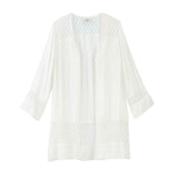 Knox Rose Women's Long Sleeve Solid Lace Detail Kimono Jacket