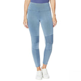 DG2 by Diane Gilman Slim Sleek Knit Denim Moto Jeggings Chambray Large
